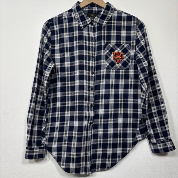 NFL Juniors Chicago Bears Football Plaid Flannel Button Shirt  Medium 7/9 - Picture 1 of 9